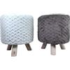 Tata Home Pouf Poggiapiedi Rotondo Divano Sgabello Basso Imbottito in Finta Pelliccia con Piedini di Legno Puff per Sedersi Camera Salotto Ottomano Mod. Ronny (Bianco)