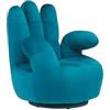Vente-unique - Poltrona a forma di mano girevole in velluto Blu petrolio - CATCHY