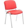 CLP Sedia Ospite Ken C Imbottita I Sedia Attesa In Similpelle E Metallo Cromato I Sedia Impilabile Carico Max 120 KG, Colore:rosso