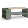 Vicco Tavolino da salotto Wido, Verde, 100 x 55 cm | con ripiani, adatto per riporre riviste e telecomandi
