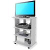MOHOME Mobile Tv Legno MDF 3 Ripiani Mobiletto Bianco Frassinato Carrello Porta Tutto Pavimento Televisore Console Videogiochi DVD Ruote Trasportabili Robusto Moderno