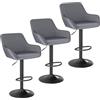 ralex-chair Set di 3 Sgabelli da Bar, Regolabili in Altezza, in Tessuto di Velluto, Sedie Girevoli da Bar, Sedie da Bar con Schienale e Braccioli, per Bar, Bancone e Cucina, Grigio