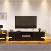 SUKY Mobile TV lucido, 160 x 35 x 40,5 cm, con illuminazione a LED, 2 cassetti, controllo app, design anti-ribaltamento, per TV da 60 pollici, TV low board (nero)