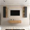 Planetmöbel Mobile TV, Tavolo TV 140 cm di lunghezza, 2x Armadi TV 40x130x17 cm sospesi per il soggiorno, 1x Mobili bassi 140x30x37,8 cm, Rovere oro