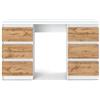 VBChome Scrivania 120 x 50 x 75 cm, colore bianco - rovere Wotan, scrivania da ufficio con 6 cassetti, scrivania per computer, tavolo da lavoro, scrivania per computer portatile, casa e ufficio