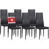 Albatros 2698 MILANO - Sedie da pranzo in Finta Pelle, Nero, Set di 6