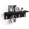 Mobili Fiver, Appendiabiti da parete, Rachele, da 60 cm, Nero Cemento, Appendiabiti moderno per Bagno, Camera, Ingresso, Made in Italy