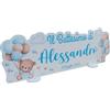 PV Grafik® Centro Tavola Battesimo Personalizzato, Centro Tavola confettata Battesimo, Tema Orsetto, Allestimento Battesimo Nome per Confettata Personalizzato (14B)