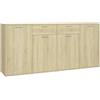 vidaXL Madia, Rovere Sonoma, 160x36x75 cm, Legno ingegnerizzato, Tavolo buffet, Mobile con 4 porte & 2 cassetti, Organizzatore casa, Montabile a parete