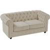 Vente-unique - Divano fisso 2 posti Chesterfield - velluto - beige