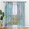 Surwin Stile Marmo Tende per Interni, Tende a Vetro con Occhielli, 2 Pezzi Tende Camera da Letto, Tende Voile Semi Trasparenti, per Camera da Letto,Cucina,Soggiorno (140x275cm,Verde Acqua)
