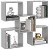 KUBUTKU Mensola da parete 91 x 98 x 18 cm, design Mordern per soggiorno, camera da letto, ufficio e cucina (grigio)