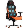 GTPLAYER Sedia da gioco con massaggio, con cuscino a molle insacchettate, poggiapiedi, ergonomica, da gaming, braccioli 4D, sedia da PC, schienale allargato, portata 150 kg，arancia