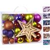 Brubaker Set di 50 Pezzi Palline di Natale con Cima d'albero - Decorazioni per L'Albero di Natale Colorate in Viola Verde Arancione