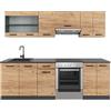 Vicco Mobile da cucina R-Line, Rovere dorato/Antracite 240 cm