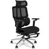 MUSSO H80 Pro Sedia con Supporto Lombare a 3 Zone, Nero | Supporto lombare 3 zone, Braccioli 4D, Poggiatesta, Schienale 5 livelli, Poggiapiedi, Rete