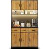 KecDuey Armadio alto, 100 x 40 x 180 cm, buffet multifunzione con illuminazione a LED con telecomando, cassetti, ripiani regolabili, armadio da cucina, fori di gestione dei cavi e prese (marrone)