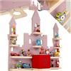 tectake® Mensola da parete castello, cameretta, fino a 22 Tonie figurine | Strisce magnetiche integrate, 10 ripiani legno massello, angoli arrotondati, piedistallo Toniebox, gestione cavi, Rosa