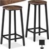 tectake® Set di 2 Sgabelli da Bar, Sgabelli Cucina con Estetica Industriale, Sgabello Supporti in Acciaio Verniciato, Pannello MDF, Piedi Regolabili - 32 x 66 cm - Legno industriale scuro