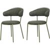 Rebecca Mobili Set 2 Sedie da Pranzo, Sedie Eleganti, Tessuto Poliestere Acciaio, Verde Scuro, Imbottite, per Casa o Studio - Misure HxLxP: 80,5 x 47,5 x 57,5 cm - Art. RE7032