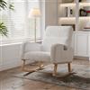 BHFFTHK Sedia a dondolo in velluto bianco Teddy, poltrona relax, sedia a dondolo per soggiorno, camera da letto, balcone - Portata fino a 150 kg (Bianco)