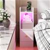 Ztexkee Comodino Stretto con Presa e striscia luminosa a LED piccolo Comodini Stretto Comodino con 1 cassetti e 1 scomparti portaoggetti per camera da letto, soggiorno Bianco