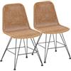 HOMN LIVING Confezione da 2 sedie da pranzo o da esterno Beth Nere, in rattan sintetico, 44 ??cm (larghezza) 58 cm (profondità) 85 cm (altezza)