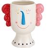 Baroni Home Baroni Vaso Testa in Ceramica Bianca Volto Pop Giullare da Interno ed Esterno 19X13X19cm