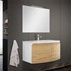Inbagno Mobile Bagno sospeso Curvo 80 cm, 2 Ante con Chiusura Ammortizzata, lavabo e Specchio Inclusi (Rovere Oro)