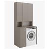 PLATAN ROOM Set da bagno - Armadio per lavatrice 65 cm di larghezza e armadio alto 33 cm di larghezza, armadietto da bagno per bagno, armadio alto sottile, armadietto per lavatrice (argilla grigia)