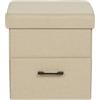 Rebecca Mobili Pouf Poggiapiedi, Sgabello Cubo, Beige, in Similpelle e Legno MDF, Imbottito - Misure HxLxP: 40 x 40 x 40 cm - Art. RE7243