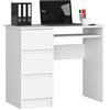 3E 3xE living.com SCRIVANIA LYNNA A6 SINISTRA BIANCA Piccola scrivania con 4 cassetti sul lato sinistro, Dimensioni: Altezza: 77 cm, Larghezza: 90 cm, Profondità: 50 cm