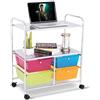 COSTWAY Carrello con 4 Cassetti e 2 Ripiani, Carrello Portaoggetti con Ruote per Cucina Bagno Ufficio, Multiuso, 58,5x37x75 cm (Colorato)