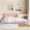 MISNODE Divano letto imbottito 140 x 200 cm, LED e USB, a L con rete a doghe, per bambini e adulti, in velluto, senza materasso (rosa-TT02)letto