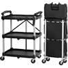 Mahlzeit Carrello di servizio pieghevole con rotelle | 64 x 40,5 x 82 cm, portata fino a 150 kg | ripiano pieghevole a tre livelli, ripiano pieghevole in piedi Ripiano di stoccaggio