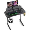 Chleby Scrivania da Gaming Scrivania per computer Tavolo per PC con portabicchieri e gancio per cuffie Scrivania con supporto per monitor 100x55x75 cm Nero