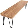 FineBuy Panca Harlem 120 cm Legno Massello di Acacia, Panca da Pranzo | panca da cucina con gambe stabile in metallo senza schienale, panca da pranzo in vero legno, pezzo unico fatto a mano