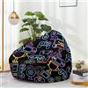 Odot Pouf Poltrona a Sacco, Stampa di Giochi 3D Senza Ripieno Poltrona Sacco, Sacchetto di Fagioli con Manico per Adolescenti e Adulti, Indoor e Outdoor Decorazione Bean Bag (80x90cm,Luce Blu)