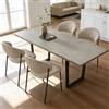 JIEXI Set di 4 tavoli da pranzo allungabili, 130 x 170 cm, 4 sedie in velluto a coste, in MDF, piano rettangolare in fibra a media densità, stile moderno e contemporaneo, per sala da pranzo e cucina