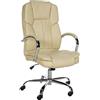 CLP Sedia Da Ufficio Ergonomica BIG Xanthos I XXL Comfort Con Funzione Dondolo E Braccioli I Rivestimento In Ecopelle, Portata Fino A 210 kg, Colore:crema