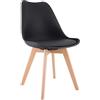 CLP Sedia da Pranzo Linares Plastic I Tessuto I Velluto I Corda I Aspetto Pelle I Poltrona con Struttura in Legno, Colore:Nero, Materiale:Plastica