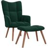 vidaXL Poltrona Relax con Poggiapiedi Verde Scuro in Velluto