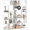 COSTWAY Libreria Scaffale Geometrico Spirale ad Angolo Retto a 7 Ripiani, Scaffale Espositivo in Legno Salvaspazio, Libreria per Camera da Letto, Soggiorno e Salotto, 125 x 22 x 150 cm (Bianco)