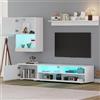 ZKLOEP Set da parete per TV con vetrina (set completo, 3 pezzi), 175 x 39 x 34 cm, supporto per TV, scaffale e mensola da parete, set di mobili per soggiorno con LED e lucido, mobile TV, in piedi e