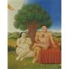 XCPORA Fernando Botero Poster《Adamo ed Eva》Pittura su Tela Fernando Botero Arte della Parete Fernando Botero Stampe Immagine Divertente per l'arredamento della casa 40x60cm Nessuna Cornice