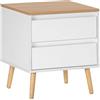 HOMN LIVING Comodino Desi a 2 cassetti, Bianco, 45 cm (Larghezza) 40 cm (profondità) 50 cm (Altezza)