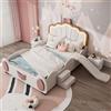 boorbin Lettino a forma di farfalla, 140 x 200 cm, con telecomando, con scivolo e scala, in materiale PU, bella forma (rosa + bianco)