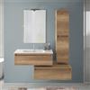 Inbagno Mobile Bagno Sospeso 80 cm Rovere Naturale - Composizione Modulare Con Lavabo In Ceramica, Cassettiera E Pensile Reversibile 125 cm - Linea Nadia