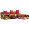 vidaXL Pouf Modulare a 3 Posti in Tessuto Patchwork Divano Letto Sofa Sofà