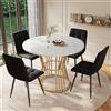 BNUZ Tavolo da Cucina Moderno con Piano in Marmo e Robusto Telaio in Metallo, Rotondo, 100x60x75cm, Bianco/Oro